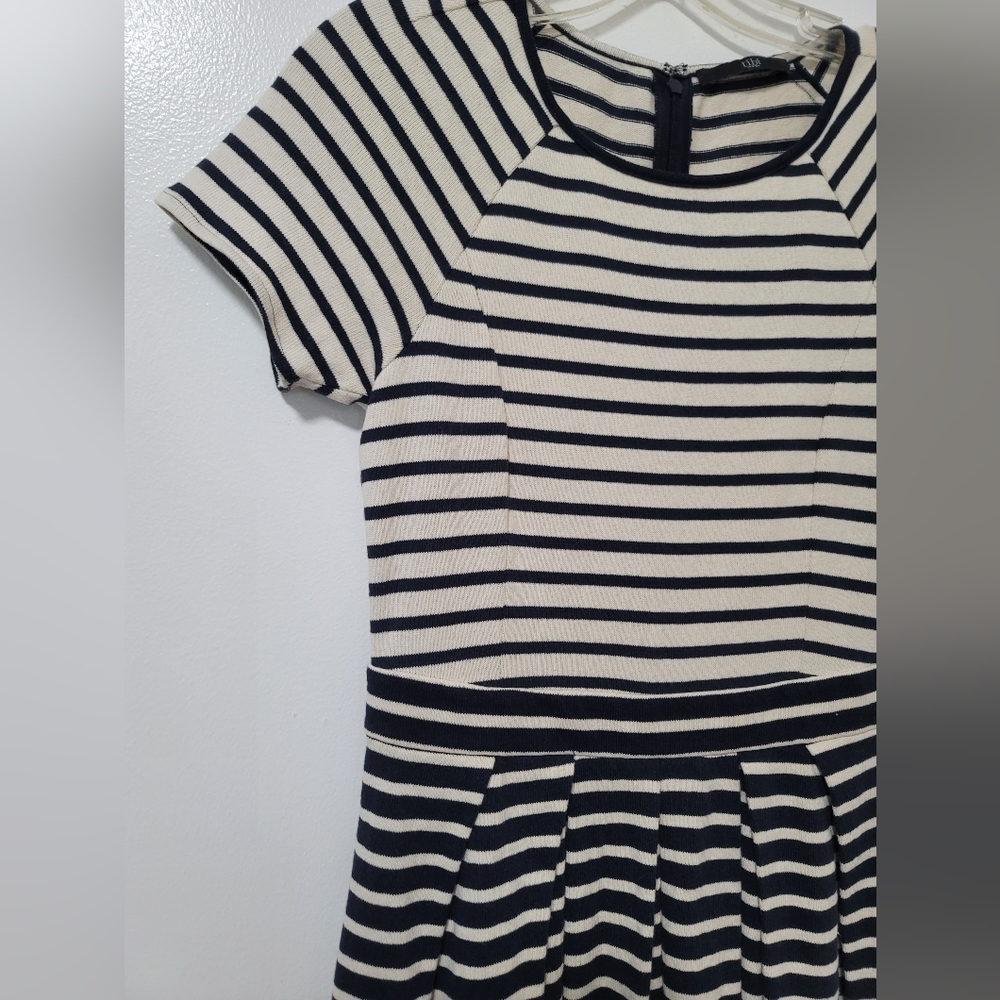 Tibi Blue White Striped Cotton Knit Skater Dress Short Sleeve Size XS - Picture 7 of 12